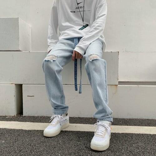 Mens Casual Oversize Jeans 2021 Spring Summer New Woman Hip Hop Denim Pants Male Korean Style Streetwear Straight Jeans