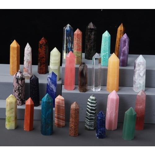 Natural Quartz Point Rose Quartz Wand Healing Stone Amethyst Hexagonal Prism Energy Ore Pyramid Home Decoration