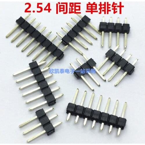2.54mm spacing single row needle straight insertion needle base 1 * 2 / 3 / 4 / 5 / 6 / 8 / 10 / 15 / 20 / 40