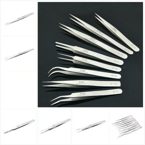 1pc DIY Pro Anti-Static Stainless Steel Tweezers Maintenance Tools New Thicker Industrial Tweezers Anti-static