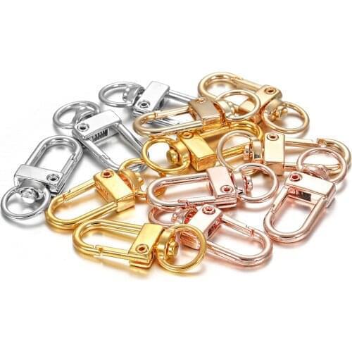 10Pcs/Lot 12*33mm Plate Rotating Lobster Clasp Dog Buckle Bag Hook Buckle Key Ring Connectors for DIY Jewelry Making Supplies