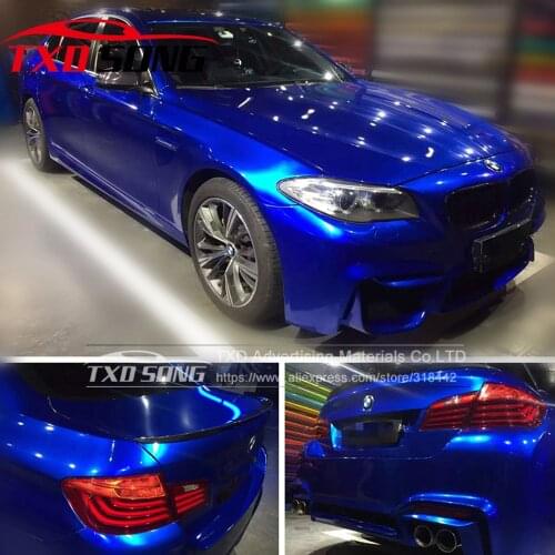 Premium Dark Blue Glossy Pearl chrome metallic vinyl film Glossy Candy dark blue metallic pearl chrome film for car wrap