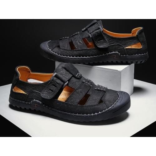 Mens Sandals Summer Casual Men Breathable Flat Sole Beach Shoes Comfort Soft Walking Hiking Sandals Athletic Male Shoes