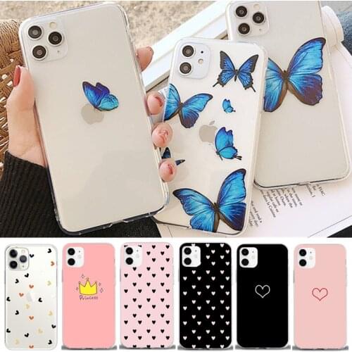 Clear Butterfly Blue Phone Case For iphone 11 Pro Max Cases Silicone For iphone XR XS MAX X 7 8 plus SE 2020 Fundas Coque Cover
