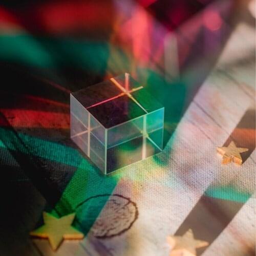 Glass Cube Light Prism Photo Ornaments Color Crystal Dichroic Prisma RGB Girlfriend Gift Optical Prisme