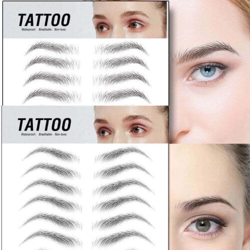 4D/6D Hair-like Eyebrow Tattoo Sticker Long Lasting False Eyebrows Stickers Waterproof Makeup Eye Brow Stickers Cosmetics
