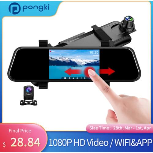 Pongki V10 HD 1080P Dual Lens Dash Cam Rear View Camera WIFI Car DVR Night Vision Video Surveillance Cameras Drive Recorder