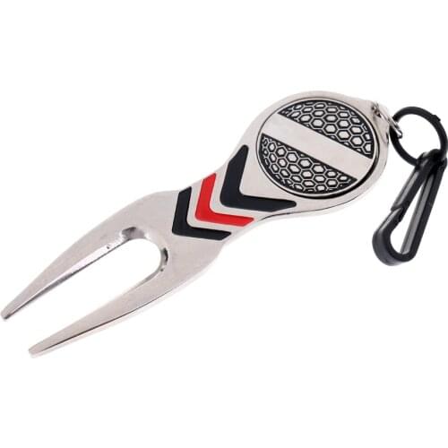 Divot Tool Pitch Fork With Marker, Golf Player Pocket Tool With Clip