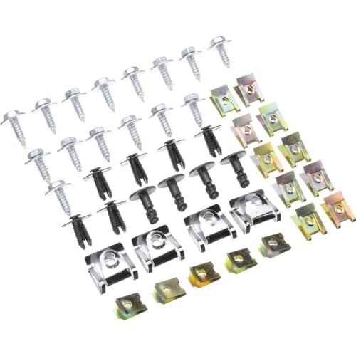 44pcss Metal Car Engine Undertray Cover Clips Bottom Shield Guard Screws Clips Kit Fit For BMW E46 3 Series