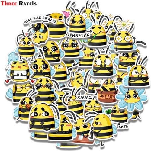 Three Ratels ZK43 Funny Bee Waterproof Sticker Diy Emoticons Stickers For Car Phone Cup Helmet Luggage Laptop Decal