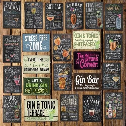 [ WellCraft ] Cocktail BAR Drunk corner BEER Tin Sign art Retro Mural Painting Custom Posters Gift Home Room Decor LT-1754