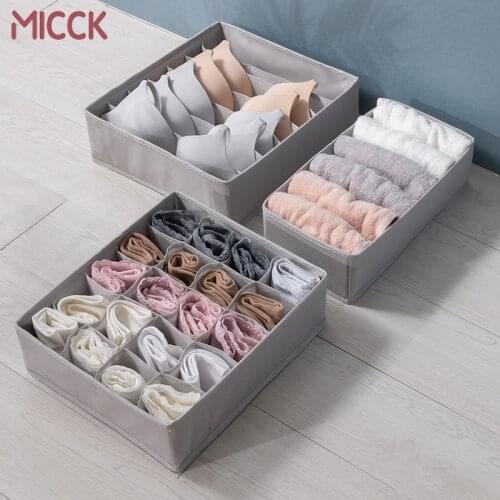 MICCK Storage Box 3pcs Set Compartment Gray Organizer For Underwear Panties Socks Towel Drawer Foldable Bra Storage Accessories