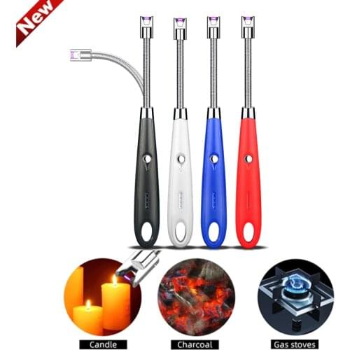 BBQ USB Electric Lighter Rechargeable Long Kitchen Gas Stove Lighter Windproof Plasma Arc Flameless Candle Lighters Outdoor