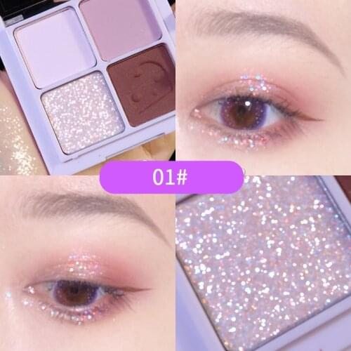 1 PC 4 Color Eyeshadow Pearlescent Eyeshadow Palette Professional makeup palette eyeshadow Glitter Diamond Cool TSLM2