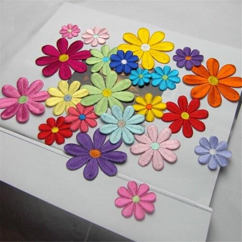Ursmart High Quality Embroidered Applique Small Flowers Patch Iron On DIY Craft patches for Clothing pants Decor accessories