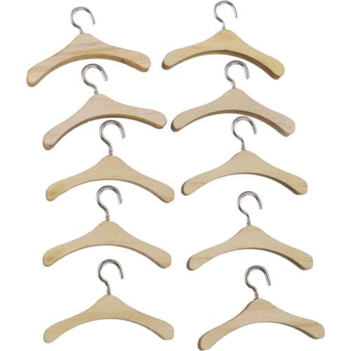 10Pcs Wooden Dolls' Clothes Outfits Hanger for SD1/3 SD1/4 SD1/6 BJD Dollfie DOD MSD AD SD Doll Dress Up