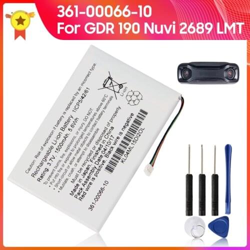 100% Original Battery 361-00066-10 for Garmin GDR 190 Nuvi 2689 LMT Authentic Replacement 1500mAh Battery + tools