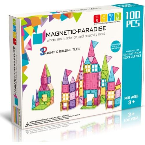 100pcs Colorfule 3D Magnetic Building Blocks Construction Games Magnet Designer Educational Toys Magnetic Tiles For Kids Gift