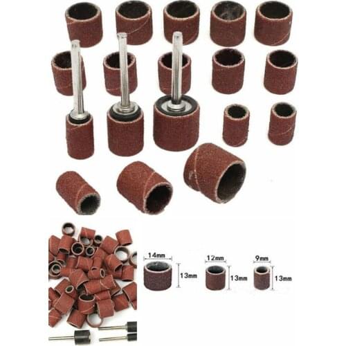 120PCS 120# Sanding Bands Sleeves + 12 PCS Mandrels Grinding Electric Polishing Sandpaper circle Sand Ting