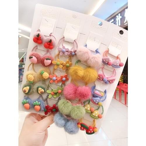 2/6/10/20Pcs/set Girls Cute Cartoon Animals Fruit 3 cm Elastic Hair Bands Ponytail Holder Scrunchies Kid Hair Accessories
