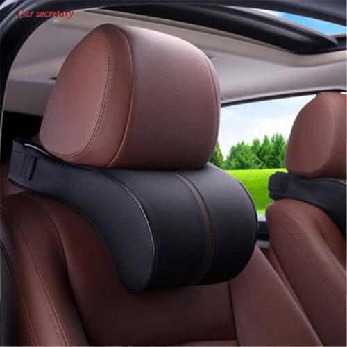 2pcs Memory Foam Car Pillow Leather Memory Auto Headrest Neck Rest gift Cushion Safety Seat Support Pillows Styling Accessories
