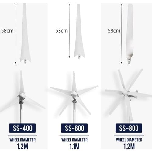 400w 600w 800w 12v 24v 48V 3/5/6 Blades Small Wind Power Horizontal Wind Turbine Generator Windmill MPPT Controller For Homeuse