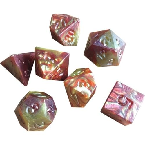 7 Pcs Set of Sharp-Edged Multi-Faceted Dice Acrylic Double-Color Digital Dice Game Personality Dice DND