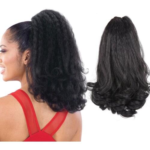 Afro Puff Kinky Straight Drawstring Ponytail Synthetic Pony Tail Hairpiece for Black Women African American Clip Hair Extension