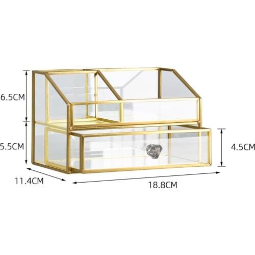 Antique Glass Cosmetics Storage Case Cosmetic Organizer for Dressing Table