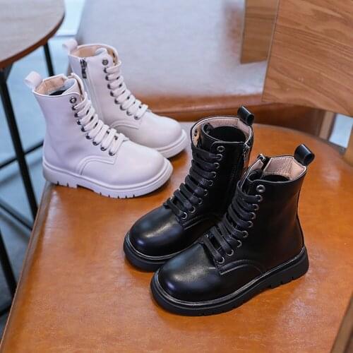 Fashion Girls Boys Autumn Boot Shoes Kids Children Baby Pu Leather Martin Boots Shoes Zapatos ADK345