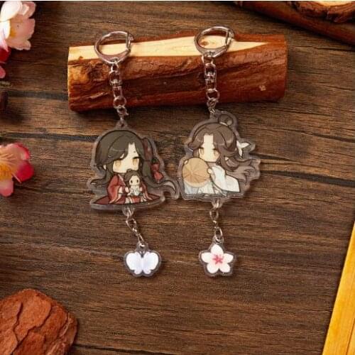 Anime Tian Guan Ci Fu Hua Cheng Xie Lian 12cm Keychain Cosplay Round Acrylic Figure Keyring 6275 Kids Christmas Toy