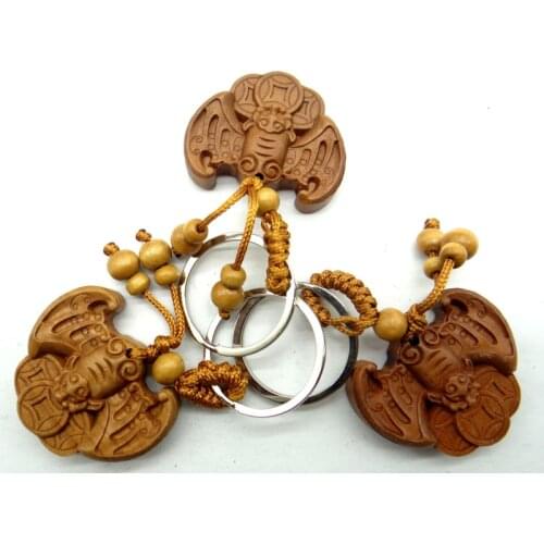 Mahogany Three-dimensional Engraving Key Chain Lifelike Pendant Key Ring Jewelry Gift For Car Accessories F1