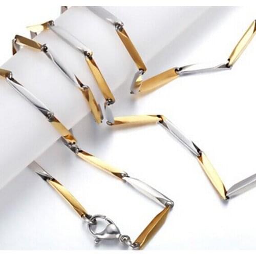 Thin 2mm Stainless Steel Gold Stick Link Chain Necklaces Women Mens Fashion Jewelry 21.6