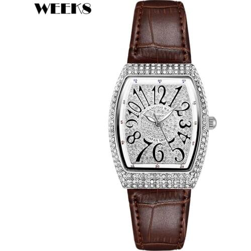 Luxury Diamond Crystal Women Watches Top Brand Genuine Leather Strap Quartz Wrist Watch Girl Ladies Gift Clock Dress Wristwatch