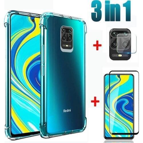 3-in-1 Airbag Case + 9H Tempered Glass On For Xiaomi Redmi Note 9s Cover Shell For Redmi Remi Note 9 pro max Protective Covers