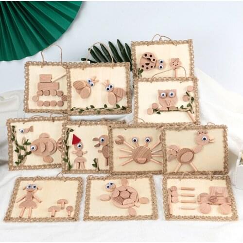 Diy Wooden Handmade Toys Montessori Early Education Fine Action Animal Car Puzzle Children Creative Hanging Ornaments Toy Gift
