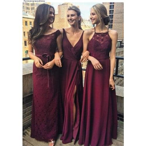 High Quality Burgundy Bridesmaid Dress Long Garden Country Formal Wedding Party Guest Maid of Honor Gown Plus Size Custom Made