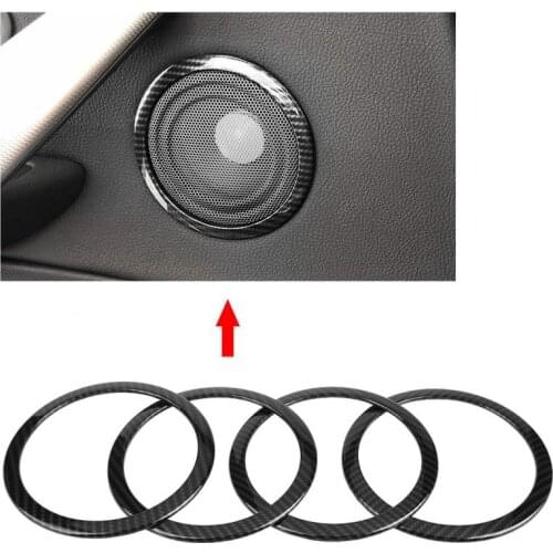 For BMW 3 Series F30 GT F34 2013-2018 4Pcs Carbon Fiber Style Car Door Speaker Ring Trim Cover Frame Interior Accessories