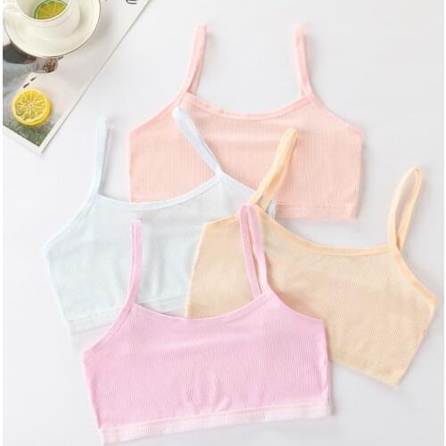 Girl tube top strap vest underwear wrapped chest 40 cotton summer single layer thin belt junior high school development bra