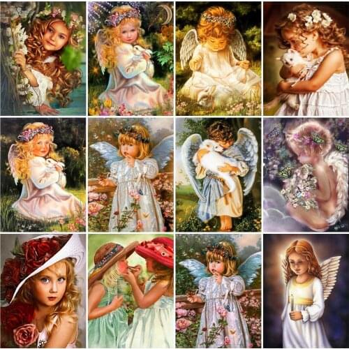EverShine Diamond Painting Angel Mosaic Art Kits Diamond Embroidery Girl Cross Stitch Handmade Religion Picture Rhinestones Sale