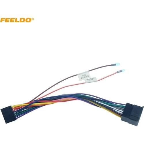 FEELDO Car 16pin Audio Wiring Harness For Chevrolet Aveo Lova Chery Landwind Stereo Installation Power Wire Adapter #HQ1830