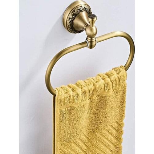 IMPEU Oval Towel Ring, Contemporary Bathroom Hand Towel Holder, Brass Material, Wall Mounted, Antique Brass Bronze Finish
