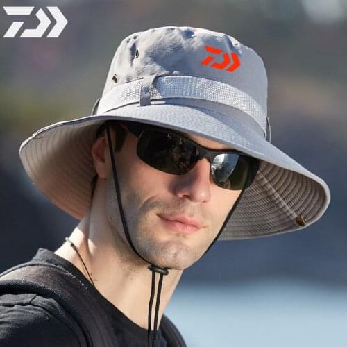 2021 DAIWA Brand Mens Fishing Cap Summer Big Brim Sun Shading Breathable Fisherman Hat Outdoor Sun Hat Waterproof Riding Cap