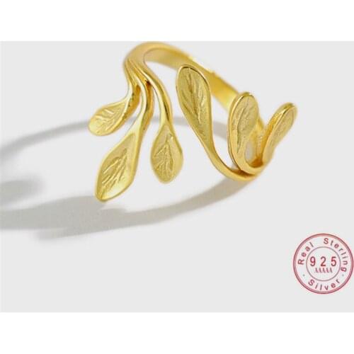 HI MAN 925 Sterling Silver Japanese High Quality INS Irregular Leaf Ring Women Fashion Elegant Birthday Jewelry Accessories
