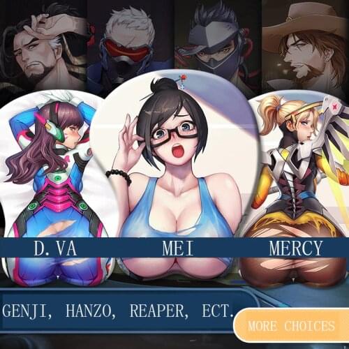 Hanzo D.VA MEI Mccree Genji Design Anime 3D Soft Breast/Bottom Gaming Mouse Pad Anti-skid with Wrist Rest L26cm *W21cm*H3.2cm