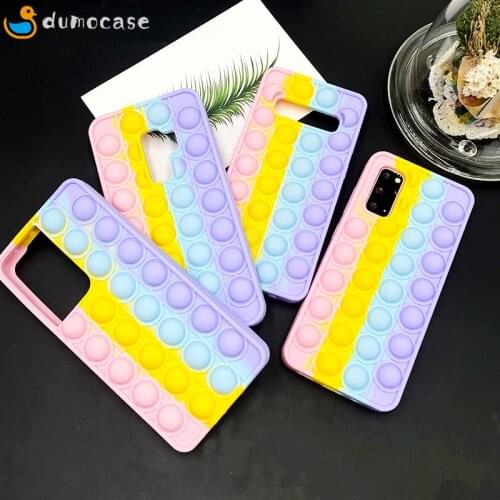 Colorful Relieve Stress Phone Case For OPPO Realme X2 A91 A52 A72 A32 A55 F11 Reno5 Pop Fidget Toys Push Bubble Silicone Cover