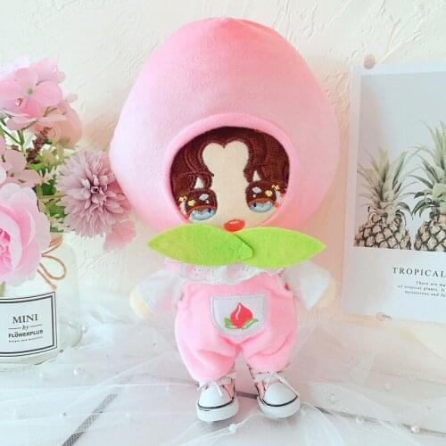 20cm Baby Doll Plush Dolls Clothes Peach rompers Hat shoes Stuffed Toys Dolls Accessories for Korea Kpop EXO Idol Dolls