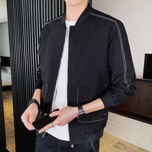 Jacket men autumn clothing new trend casual handsome all-match jacket stand-up collar windproof and waterproof Long Sleeve coat