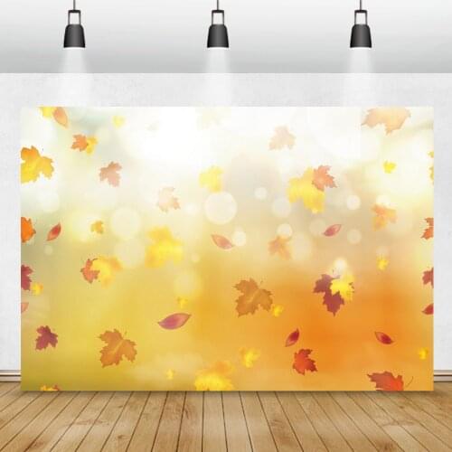 Laeacco Autumn Falling Maples Leaves Light Bokeh Polka Dots Green Photography Background Photozone Photo Backdrop Photocall