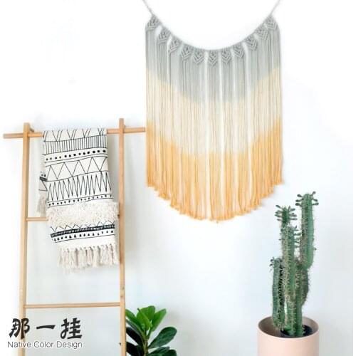 INS Macrame Wall Hanging Tapestry Bedroom Home Door Window Curtain Wedding Backdrop Decoration Handmade Gradient Tapestry